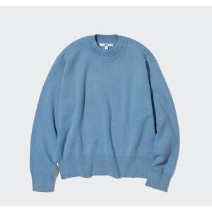 UNIQLO Smooth Cotton Long-Sleeve Crew Neck Sweater Blue Size Medium